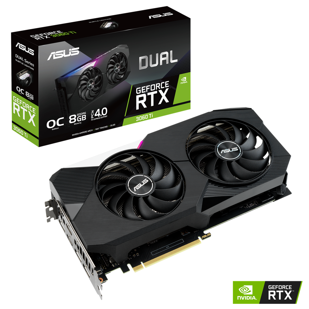 ASUS - DUAL-RTX3060TI-O8G-V2 - PCI Express 4.0 - NVIDIA - NVIDIA GeForce RTX 3060 Ti - 8 GB - GDDR6 SDRAM