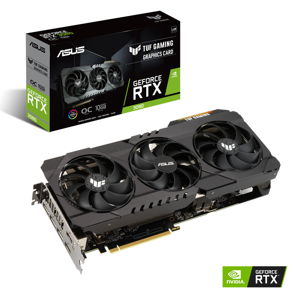 ASUS TUF-RTX3080-O10G-GAMING - OC Edition - tarjeta gráfica - GF RTX 3080 - 10 GB GDDR6X - PCIe 4.0 - 2 x HDMI, 3 x DisplayPort