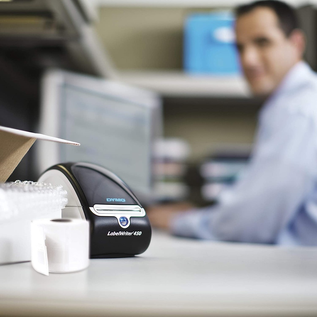 (1752264) Dymo LabelWriter 450 Direct Thermal Printer - Monochrome - Label Print - USB - Black, Silver - 51 lpm Mono