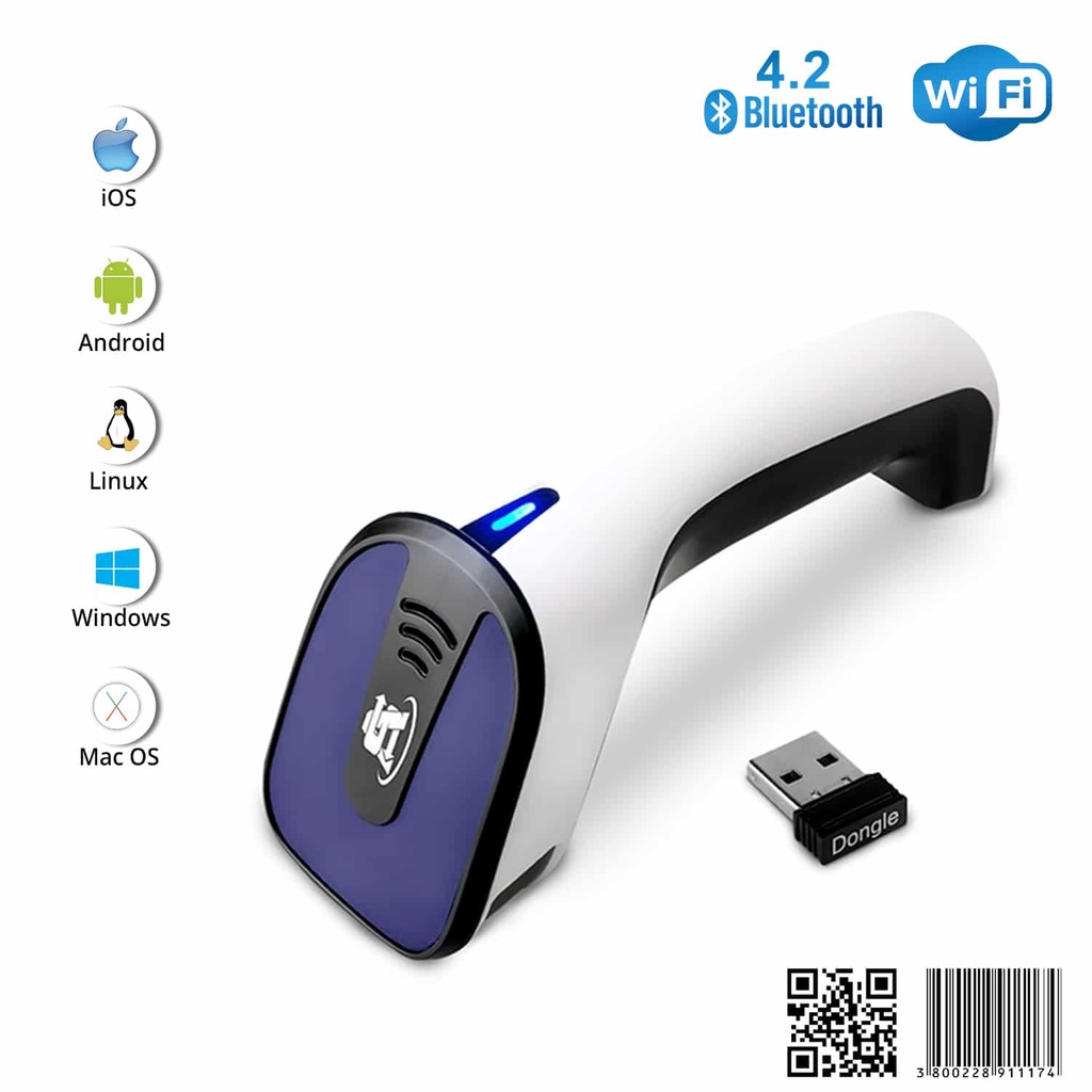 A8800 Series Pro Wireless Bluetooth Barcode Scanner 1D+2D with Optimized Battery, Smart Reading Capability
