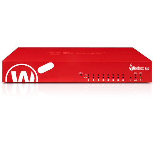 WGT80413-US-Trade Up to WatchGuard Firebox T80 with 3-yr Basic Security Suite (US) - 8 Port - 10/100/1000Base-T - Gigabit Ethernet - 6 x RJ-45 - 1 Total Expansion Slots - 3 Year Basic Security Suite - Tabletop