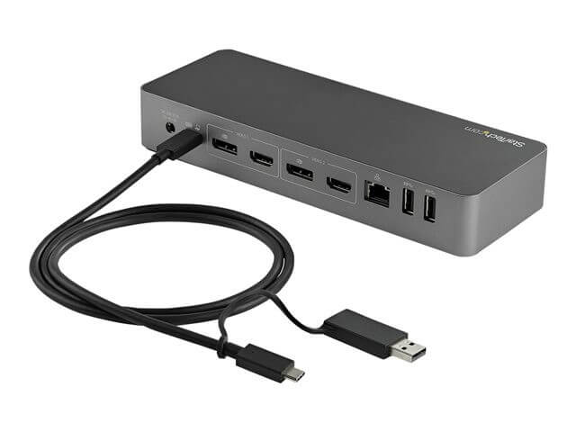 dk30c2dpep StarTech.com Docking Station Universal para Portátil - Dock USB-C y USB 3.0 - HDMI y DP Doble - PD 100W - Mac Windows y Chrome OS - Estación de conexión - USB-C - 2 x HDMI, 2 x DP - GigE - 170 vatios