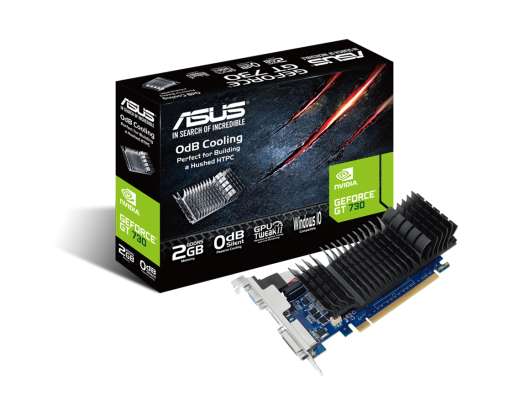 ASUS GT730-SL-2GD5-BRK - Graphics card - GF GT 730 - 2 GB GDDR5 - PCIe 2.0 x16 low profile - DVI, D-Sub, HDMI - fanless