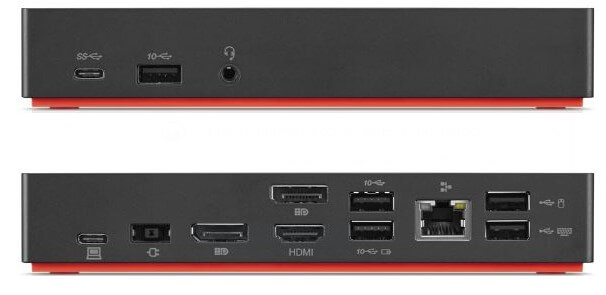 40ay0090us Lenovo ThinkPad Universal USB-C Dock - Estación de conexión - USB-C - HDMI, 2 x DP - GigE - 90 vatios - CRU - Estados Unidos - para ThinkPad P14s Gen 2; P15s Gen 2; X1 Titanium Yoga Gen 1; X13 Gen 2; X13 Yoga Gen 2