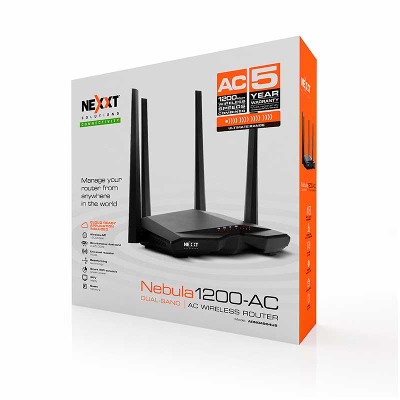 Nexxt Solutions Connectivity - Router - Wireless - 802.11ac - Desktop - 1200mbps Giga App