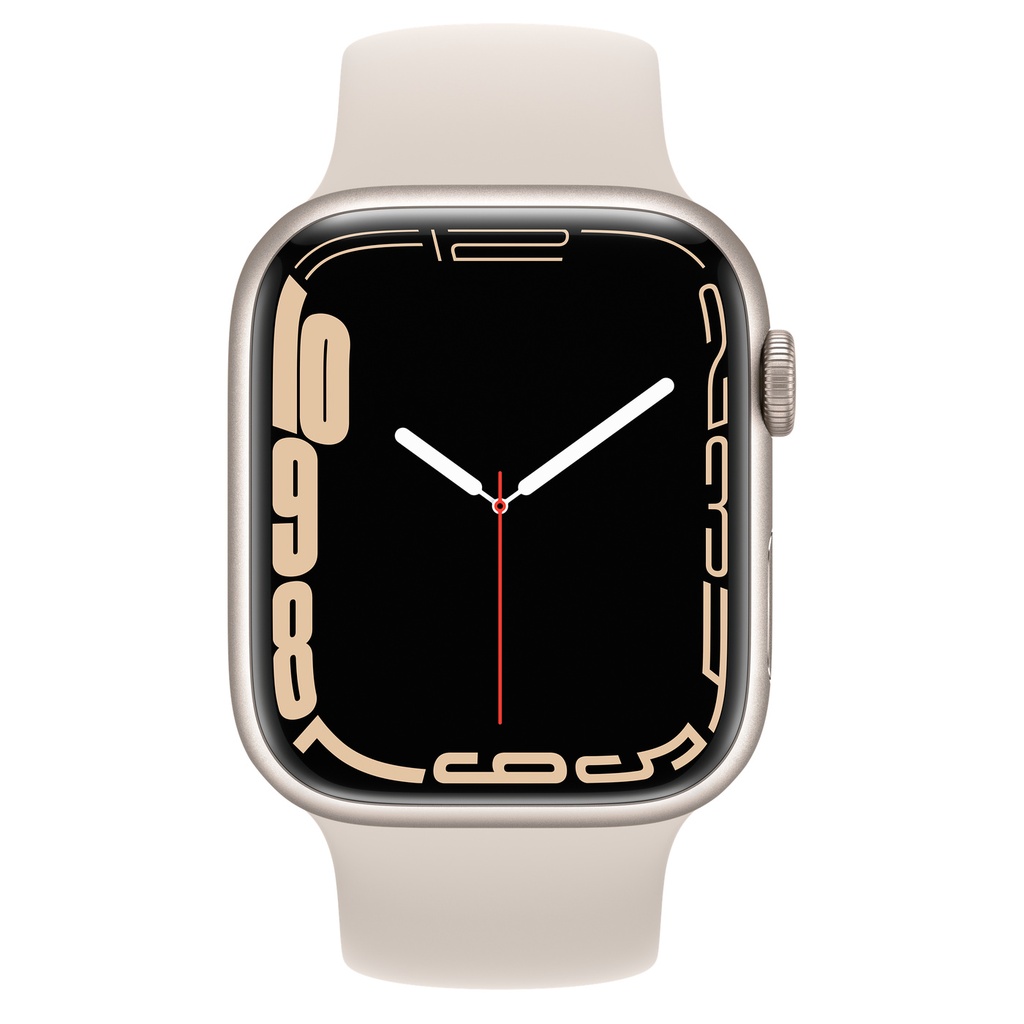 Apple Watch Series 7 (GPS) - 45 mm - starlight aluminum - reloj inteligente con pulsera deportiva - fluoroelastómero - estrellado - tamaño de la banda: Regular - 32 GB - Wi-Fi, Bluetooth - 38.8 g