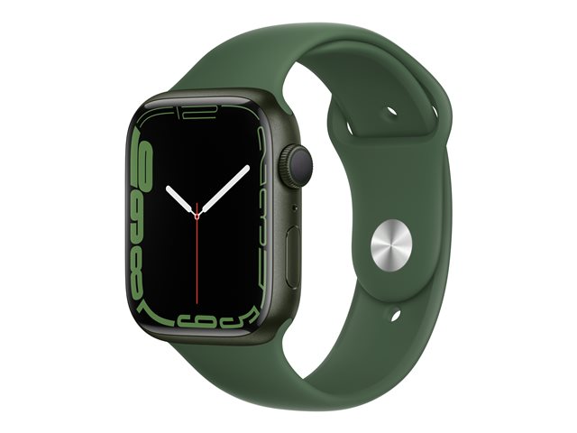 Apple Watch Series 7 (GPS) - 45 mm - green aluminum - reloj inteligente con pulsera deportiva - fluoroelastómero - clover - tamaño de la banda: Regular - 32 GB - Wi-Fi, Bluetooth - 38.8 g