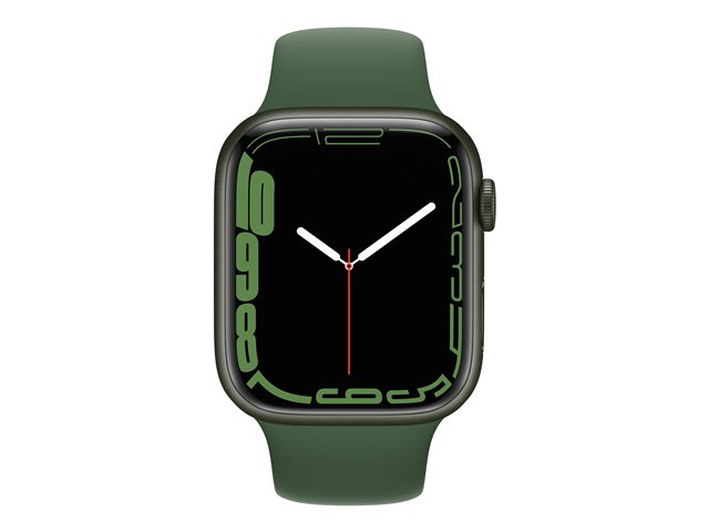Apple Watch Series 7 (GPS) - 45 mm - green aluminum - reloj inteligente con pulsera deportiva - fluoroelastómero - clover - tamaño de la banda: Regular - 32 GB - Wi-Fi, Bluetooth - 38.8 g