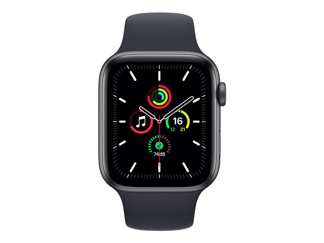 Apple Watch SE (GPS) - 44 mm - aluminio gris espacial - reloj inteligente con pulsera deportiva - fluoroelastómero - medianoche - tamaño de la banda: Regular - 32 GB - Wi-Fi, Bluetooth - 36.2 g