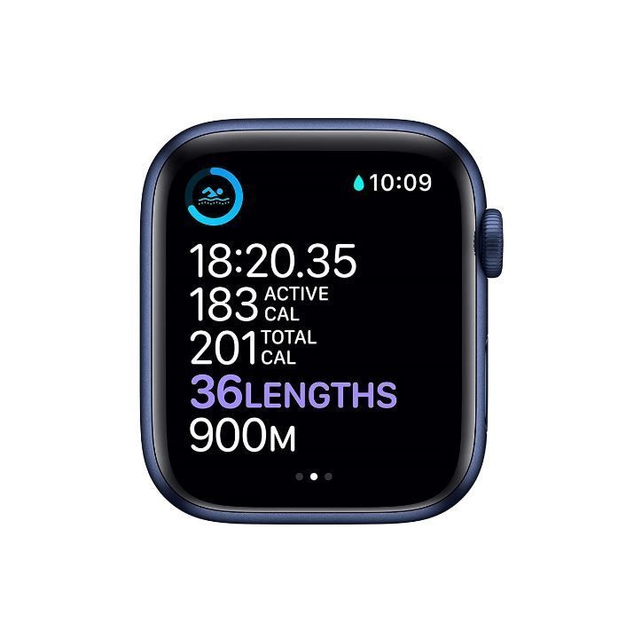 Apple Watch SE (GPS) - 44 mm - aluminio plateado - reloj inteligente con pulsera deportiva - fluoroelastómero - azul abismo - tamaño de la banda: Regular - 32 GB - Wi-Fi, Bluetooth - 36.2 g