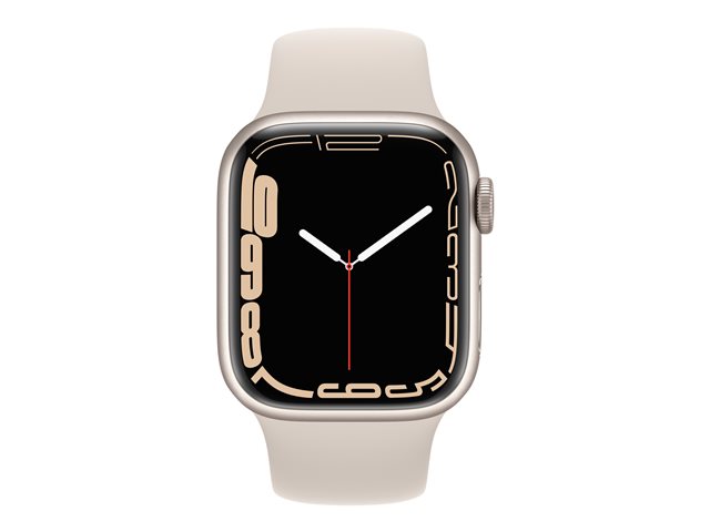 Apple Watch Series 7 (GPS) - 41 mm - starlight aluminum - reloj inteligente con pulsera deportiva - fluoroelastómero - estrellado - tamaño de la banda: Regular - 32 GB - Wi-Fi, Bluetooth - 32 g