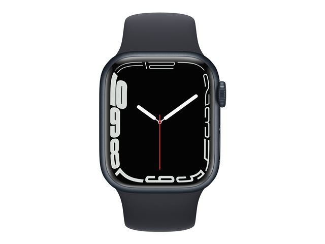 Apple Watch Series 7 (GPS) - 41 mm - midnight aluminum - reloj inteligente con pulsera deportiva - fluoroelastómero - medianoche - tamaño de la banda: Regular - 32 GB - Wi-Fi, Bluetooth - 32 g