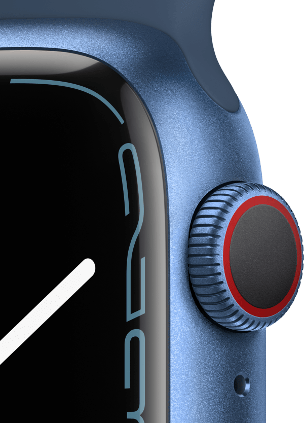 Apple Watch Series 7 (GPS) - 41 mm - aluminio azul - reloj inteligente con pulsera deportiva - fluoroelastómero - azul abismo - tamaño de la banda: Regular - 32 GB - Wi-Fi, Bluetooth - 32 g