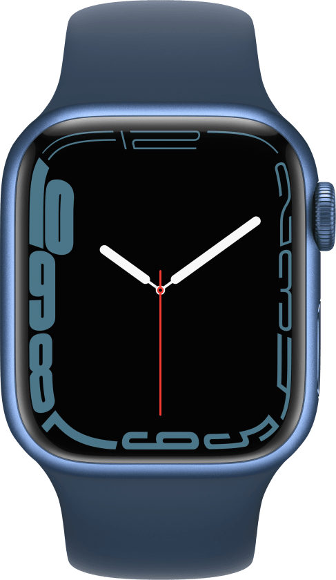 Apple Watch Series 7 (GPS) - 41 mm - aluminio azul - reloj inteligente con pulsera deportiva - fluoroelastómero - azul abismo - tamaño de la banda: Regular - 32 GB - Wi-Fi, Bluetooth - 32 g