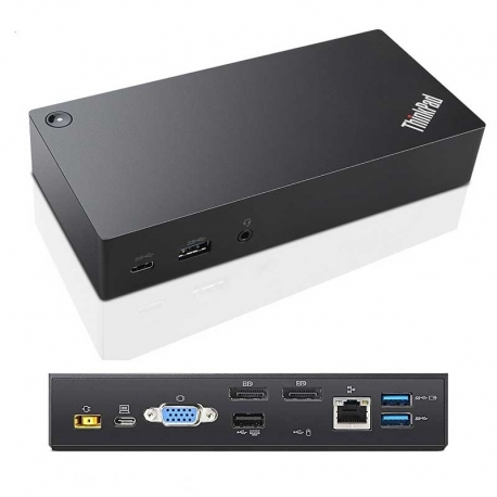 40A90090US-Lenovo ThinkPad USB-C UltraDock con adaptador de CA de 90 W de 2 clavijas