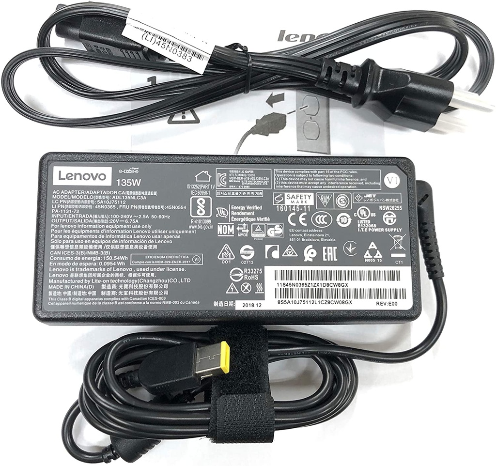 20 V 6,75 A 135 W AC Adapter Cargador Fuente de alimentación Fuente de alimentación para Lenovo ADL135NDC3 A 36200605 45 N0361 45 N0501