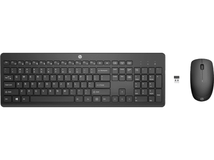 HP - Keyboard and mouse set - Wireless - Black - 235