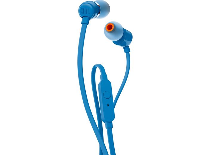 JBL T110 - Auriculares internos con micro - en oreja - cableado - conector de 3,5 mm - azul (jblt110bluam)
