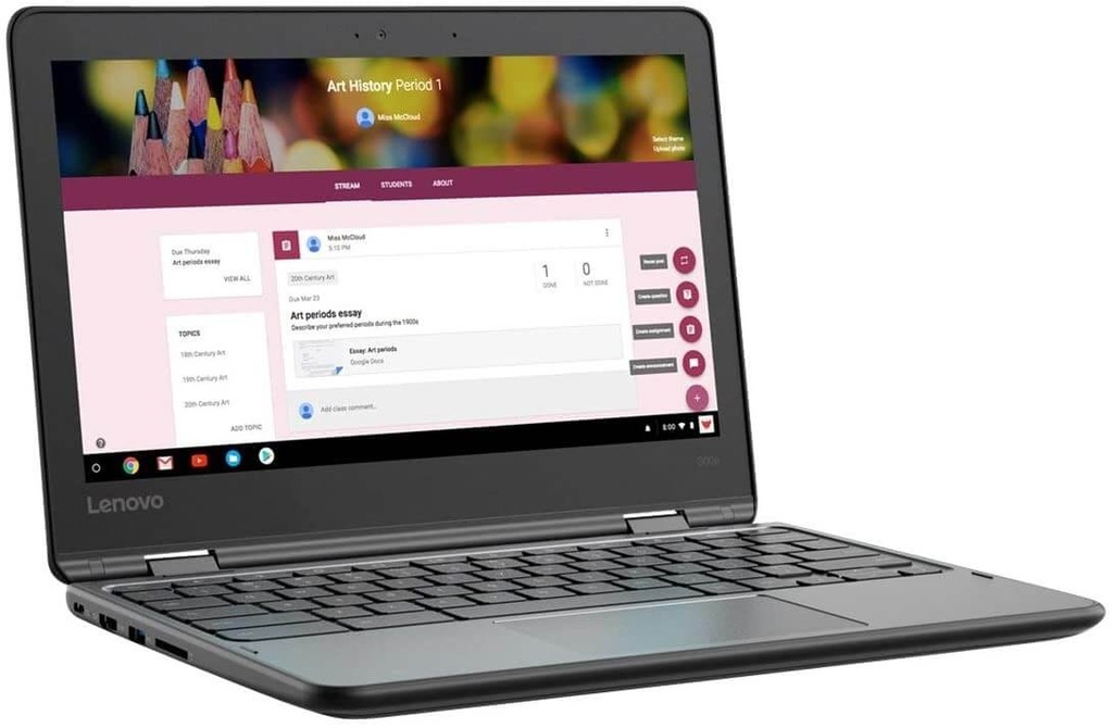 Lenovo 300e Chromebook (2nd Gen) AST 82CE - Diseño plegable - A4 9120C / 1.6 GHz - Chrome OS - 4 GB RAM - 32 GB eMMC - 11.6" IPS pantalla táctil 1366 x 768 (HD) - Radeon R4 - Wi-Fi 5, Bluetooth - negro - kbd: EE. UU.
