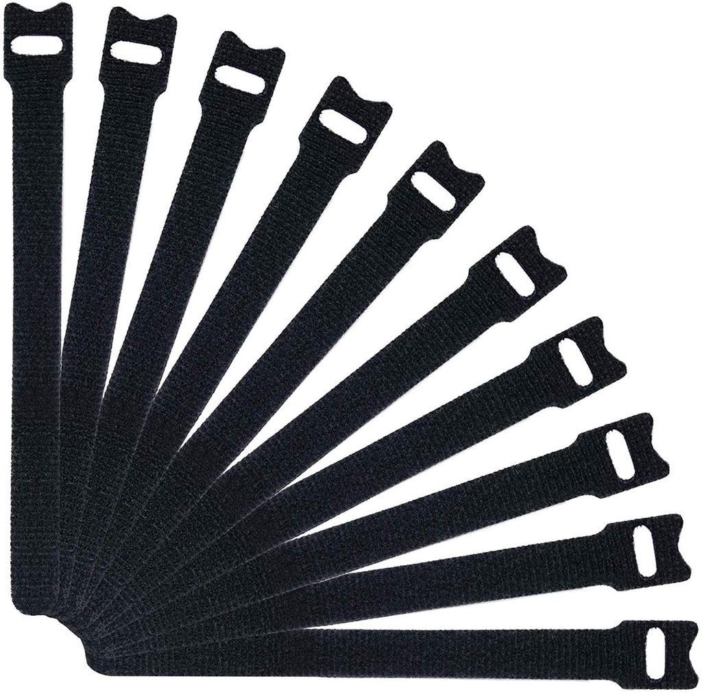 Attmu Reusable Fastening Cable Ties, Microfiber Cloth 6-inch Hook Loop Cord Ties, Black (100 pcs(Black))