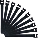 Attmu Reusable Fastening Cable Ties, Microfiber Cloth 6-inch Hook Loop Cord Ties, Black (100 pcs(Black))
