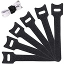 Attmu Reusable Fastening Cable Ties, Microfiber Cloth 6-inch Hook Loop Cord Ties, Black (100 pcs(Black))