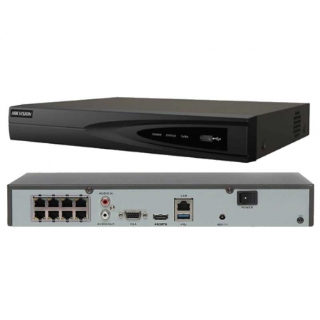 DS-7608NI-K1/8P-NVR 8ch, 8MP H265+, 1 Sata, 8ch POE interfaces Ethernet PoE