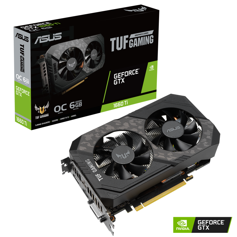 ASUS TUF-GTX1660TI-O6G-EVO-GAMING - OC Edition - tarjeta gráfica - GF GTX 1660 Ti - 6 GB GDDR6 - PCIe 3.0 - DVI, 2 x HDMI, DisplayPort