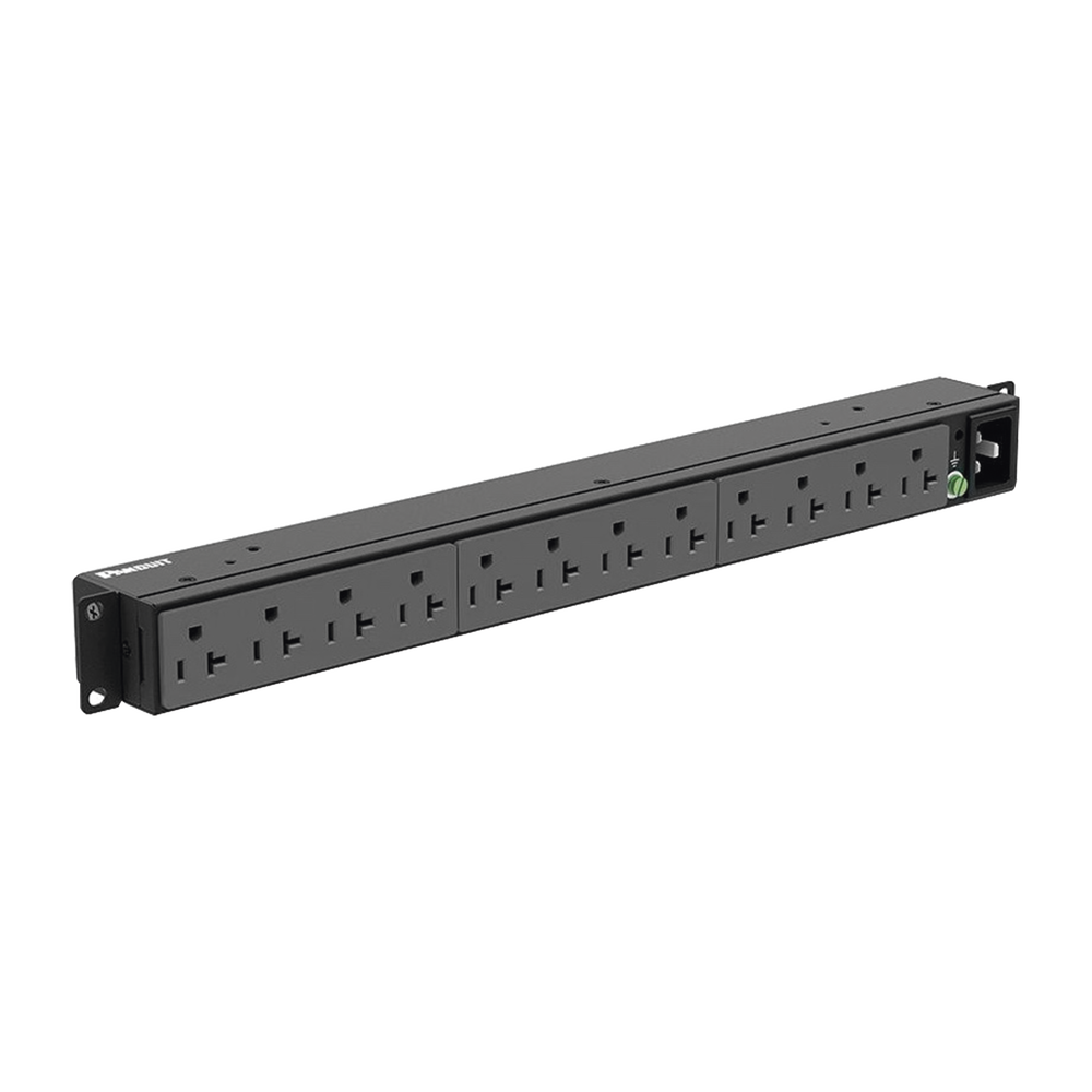 P12B01M - Panduit PDU Básico para Distribución de Energía, Enchufe de Entrada NEMA 5-15P, Con 12 Contactos NEMA 5-20R, Instalación Horizontal de 19in, 1UR, 15 Amp, 120 Vca