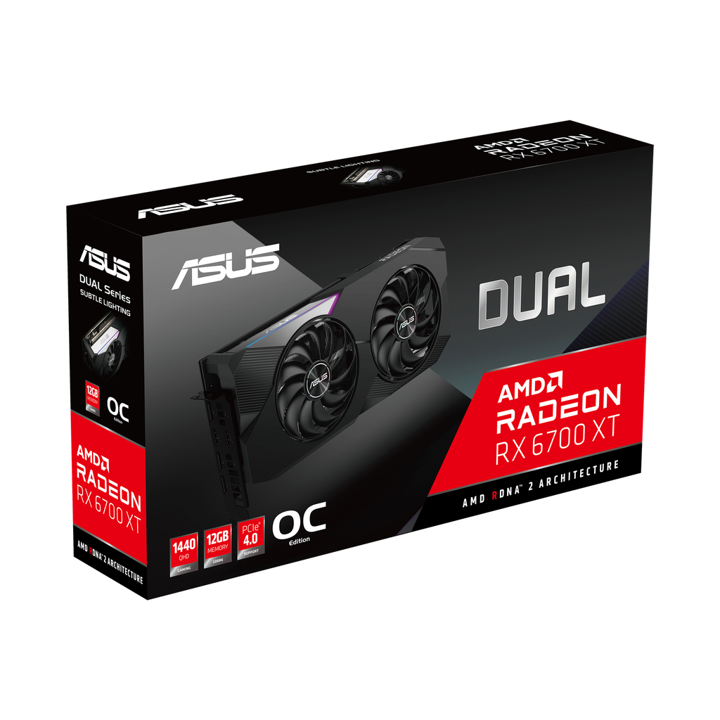 ASUS DUAL-RX6700XT-12G - Tarjeta gráfica - Radeon RX 6700 XT - 12 GB GDDR6 - PCIe 4.0 - HDMI, 3 x DisplayPort
