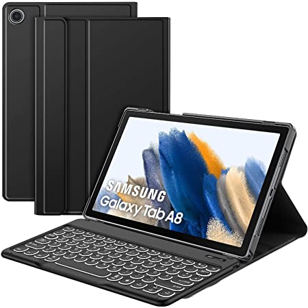 Funda para tablet con teclado para Samsung Galaxy Tab A8 10.5 2021, teclado desmontable inalámbrico con retroiluminación