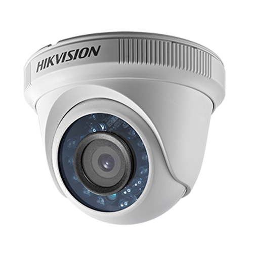 DS2CE56D0TIRF28-Cámara analógica tipo eyeball HD con lente de 2.8mm 1080P, para exteriores, 2mp CMOS sensor, IR 24pcs led 20m, ICR 0.1Lux/F1.2, 12Vdc, DNR, IP66. Domo metálico y base plástica.