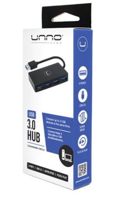 HB1011BK - UNNO 4 PORTS USB HUB 3.0