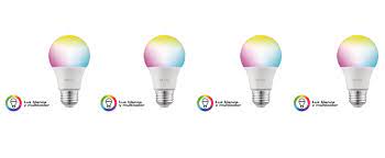 Nexxt Solutions Connectivity - Light Bulb - A19 RGB 110V 4PK - conexión WI-FI - Bombillo multicolor - Compatible con Amazon Alexa y Google Assistant - 800 Lumen - 9W(Equivalente a 60W) - 110 V/ 220 V