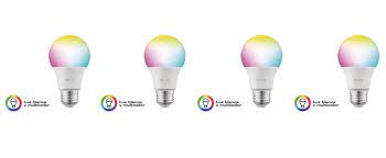 Nexxt Solutions Connectivity - Light Bulb - A19 RGB 110V 4PK - conexión WI-FI - Bombillo multicolor - Compatible con Amazon Alexa y Google Assistant - 800 Lumen - 9W(Equivalente a 60W) - 110 V/ 220 V