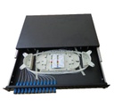 RMT-ODF para instalar en rack, 12 posiciones; incluye 6 centradores LC duplex, bandeja de empalme, manguitos termocontractiles