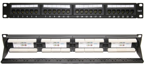 LPPP607-Panel de Parcheo Cat6 UTP 19'', 24 Puertos, 1U, Negro