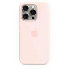 Apple - Carcasa trasera para teléfono móvil - compatibilidad con MagSafe - silicona - rosa claro - para iPhone 15 Pro