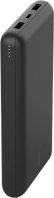 Belkin - Cargador portátil - 20000 mAh - 15 vatios - 3 conectores de salida (2 x USB, 24 pin USB-C) - en el cable: USB, USB-C - negro