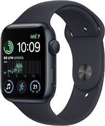 Apple Watch SE (GPS) - 2ª generación - 44 mm - aluminio de medianoche - reloj inteligente con pulsera deportiva - fluoroelastómero - medianoche - tamaño de la banda: S/M - 32 GB - Wi-Fi, Bluetooth - 32.9 g