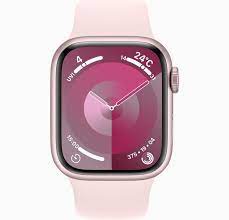 Apple Watch Series 9 (GPS) - 41 mm - aluminio rosa - reloj inteligente con pulsera deportiva - fluoroelastómero - rosa claro - tamaño de la banda: S/M - 64 GB - Wi-Fi, UWB, Bluetooth - 31.9 g