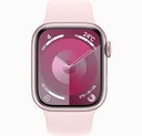 Apple Watch Series 9 (GPS) - 45 mm - aluminio rosa - reloj inteligente con pulsera deportiva - fluoroelastómero - rosa claro - tamaño de la banda: S/M - 64 GB - Wi-Fi, UWB, Bluetooth - 38.7 g
