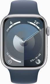 Apple Watch Series 9 (GPS) - 45 mm - aluminio plateado - reloj inteligente con pulsera deportiva - fluoroelastómero - azul tormenta - tamaño de la banda: S/M - 64 GB - Wi-Fi, UWB, Bluetooth - 38.7 g