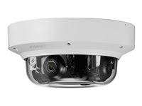Hanwha Techwin WiseNet P PNM-9084QZ1 - Cámara de vigilancia de red - PTZ - cúpula - para exteriores, en interior - color (Día y noche) - 4x2MP - 1920 x 1080 - iris fijo - motorizado - audio - GbE - MJPEG, H.264, H.265 - High PoE