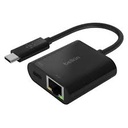 Belkin - Adaptador de carga y Ethernet - USB-C - Gigabit Ethernet x 1 + USB-C (solo alimentación) x 1