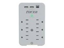 Forza FWT-631USBC - Protector contra sobretensiones (montaje en pared) - CA 125 V - 1875 vatios - conectores de salida: 6 - blanco