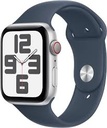 Apple Watch SE (GPS) - 2ª generación - 44 mm - aluminio plateado - reloj inteligente con pulsera deportiva - fluoroelastómero - azul tormenta - tamaño de la banda: S/M - 32 GB - Wi-Fi, Bluetooth - 32.9 g