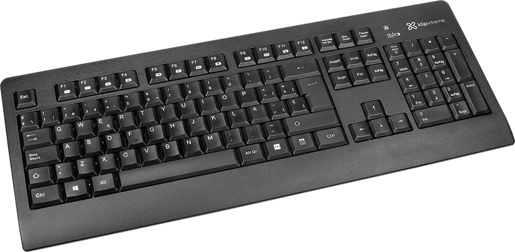 Klip Xtreme - Keyboard - Spanish - Wireless - 2.4 GHz / Bluetooth 5.0 - Gray / Black - Dual Connection / Touchpad