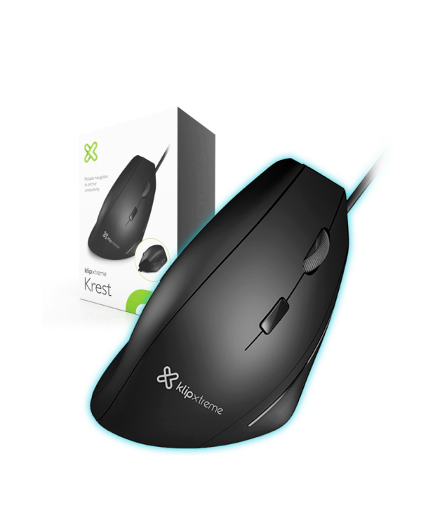 Klip Xtreme - Mouse - USB - Wired - Black - Ultra ergonomic