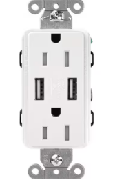 LUTRON CAR-15-UBTR-WH 15A RECEPTACLE WITH USB WHITE